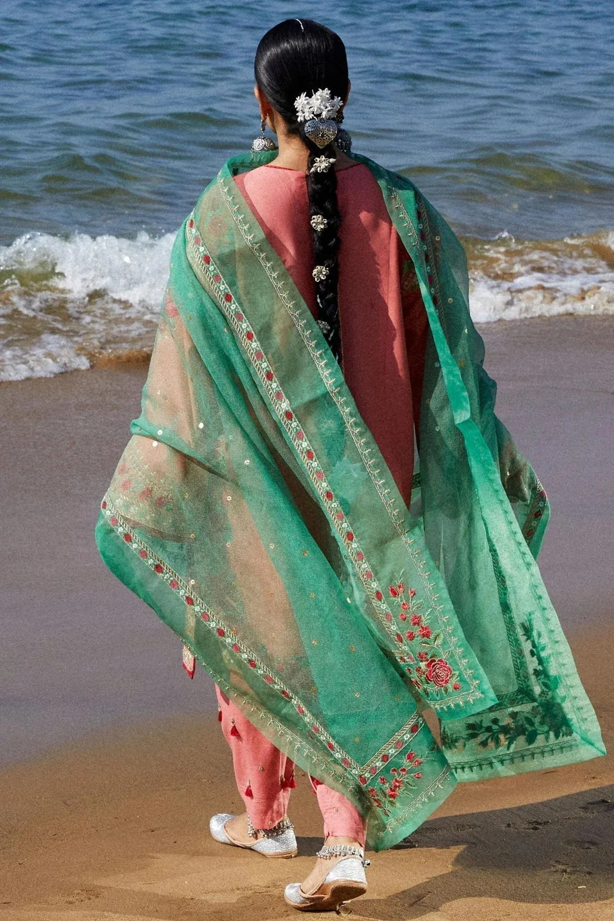 Zara Shahjahan Luxury Lawn 24 Pink Organza – view 2 – Poshaq