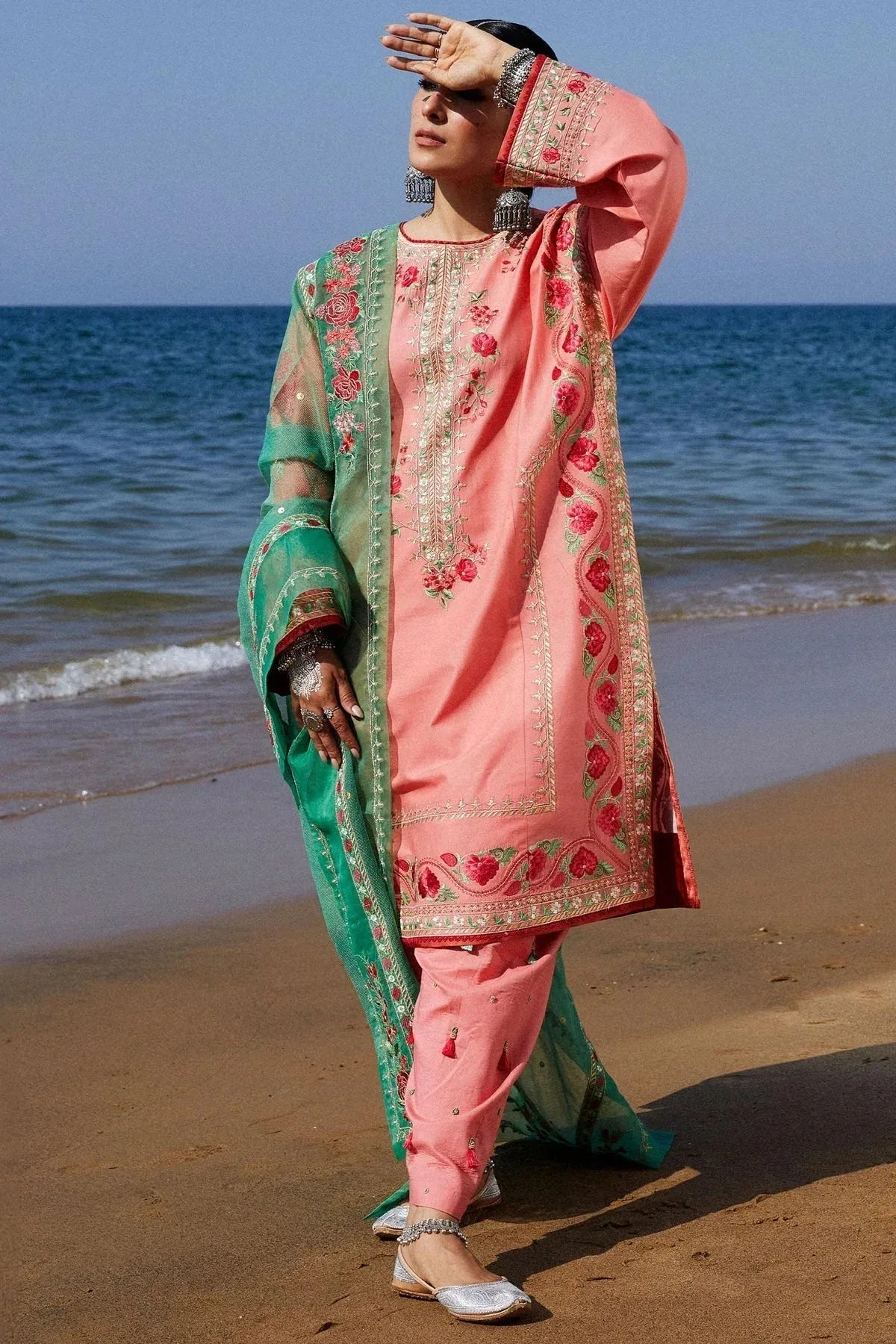Zara Shahjahan Luxury Lawn 24 Pink Organza – view 6 – Poshaq