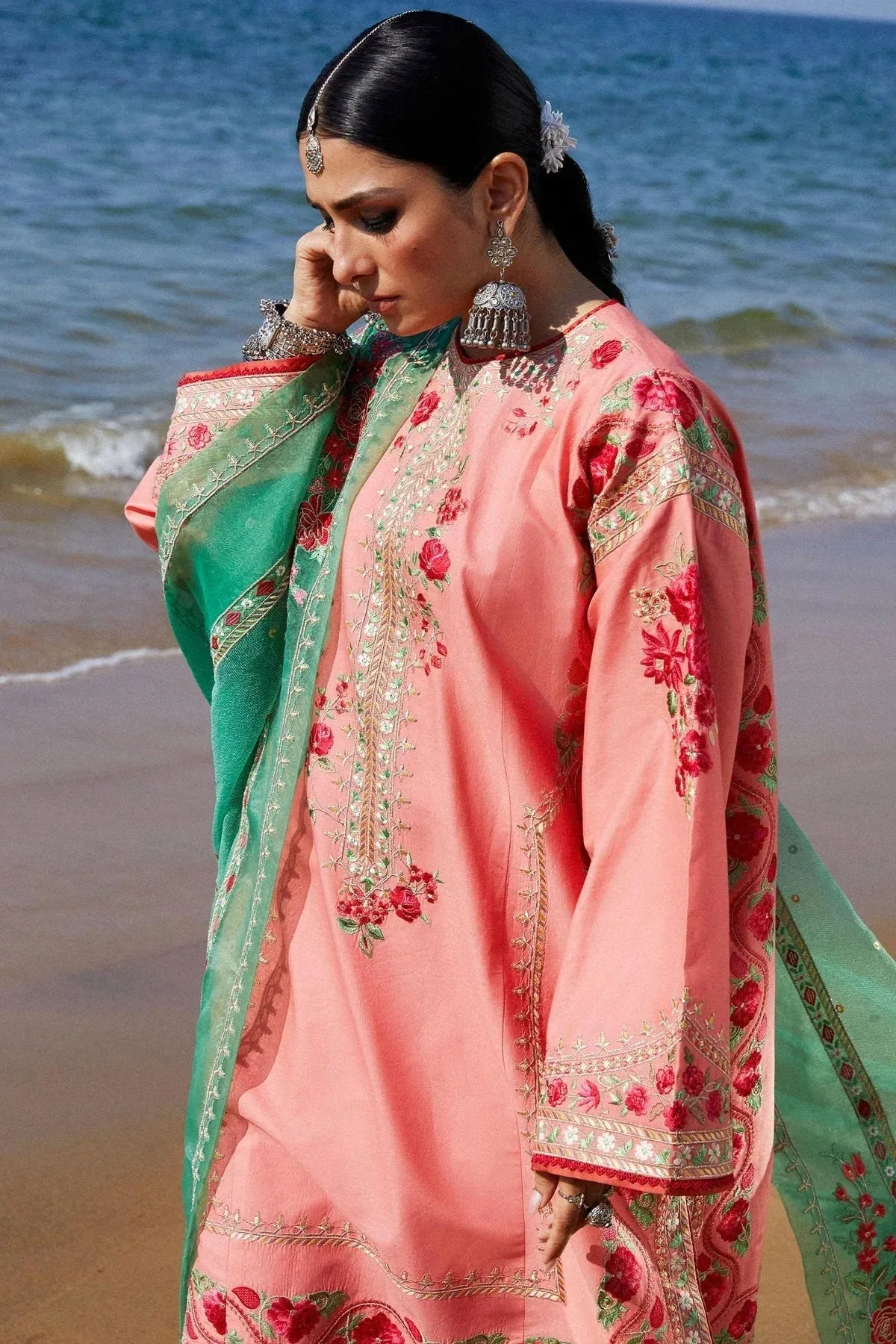 Zara Shahjahan Luxury Lawn 24 Pink Organza – view 7 – Poshaq