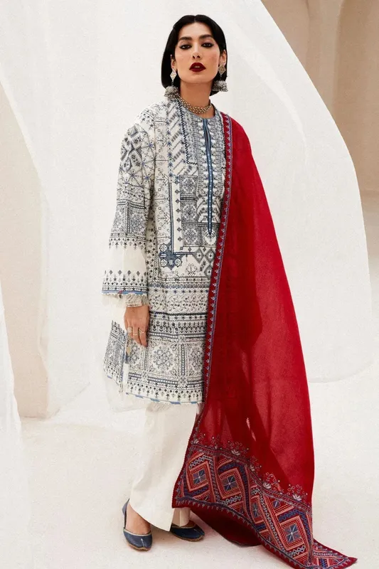 Zara Shahjahan Luxury Lawn 24 White Jacquard – view 1 – Poshaq