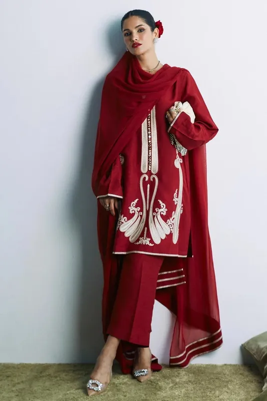 Zara Shahjahan Festive Eid 24 Ivory Georgette – view 1 – Poshaq