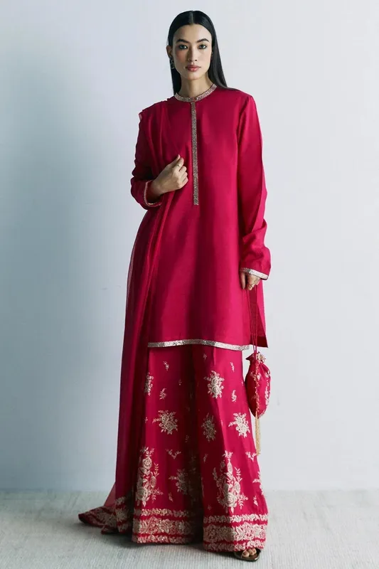Zara Shahjahan Festive Eid 24 Pink Georgette – view 1 – Poshaq