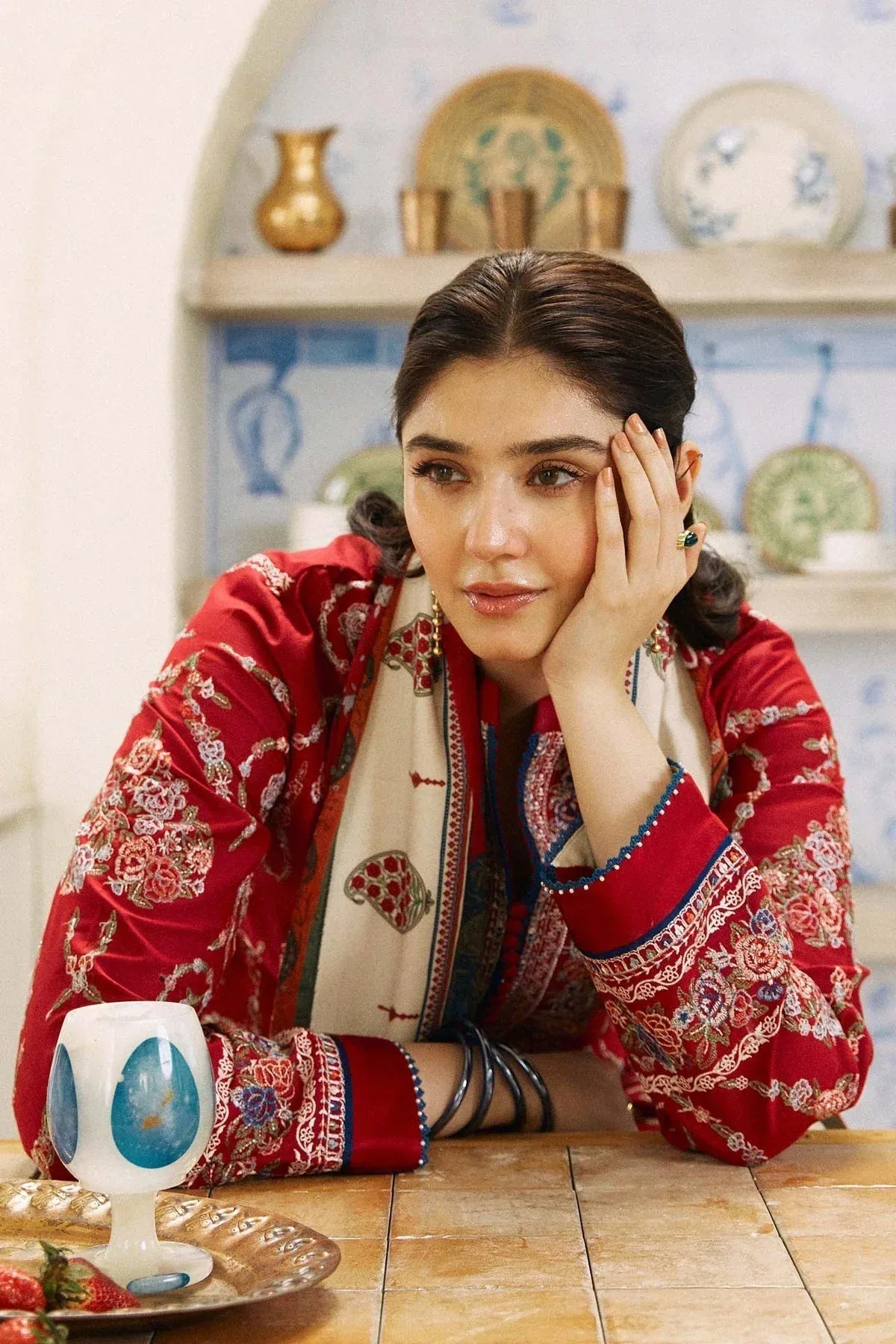 Zara Shahjahan Coco Lawn Eid Edit 24 Maroon Raw Silk – view 5 – Poshaq