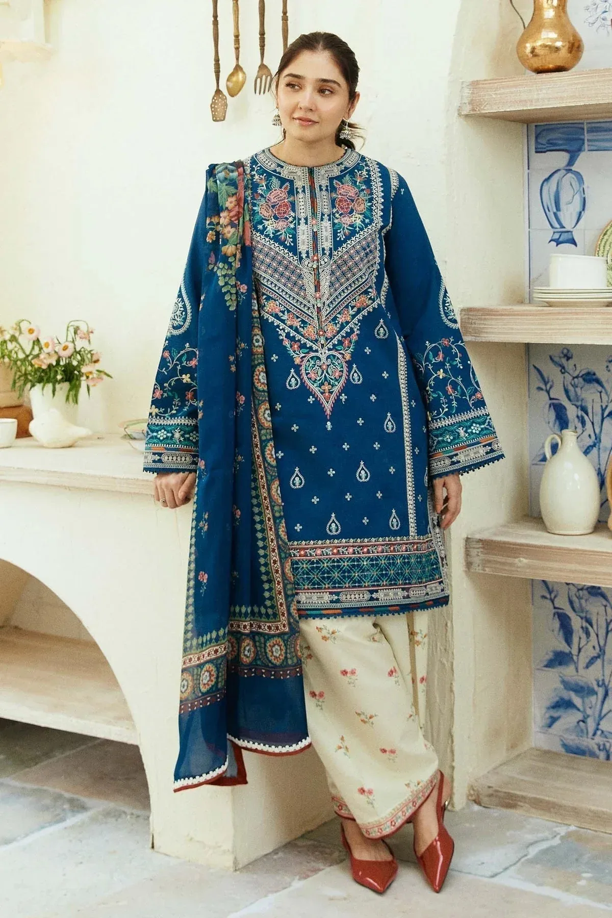 Zara Shahjahan Coco Lawn Eid Edit 24 Blue Jacquard – view 1 – Poshaq