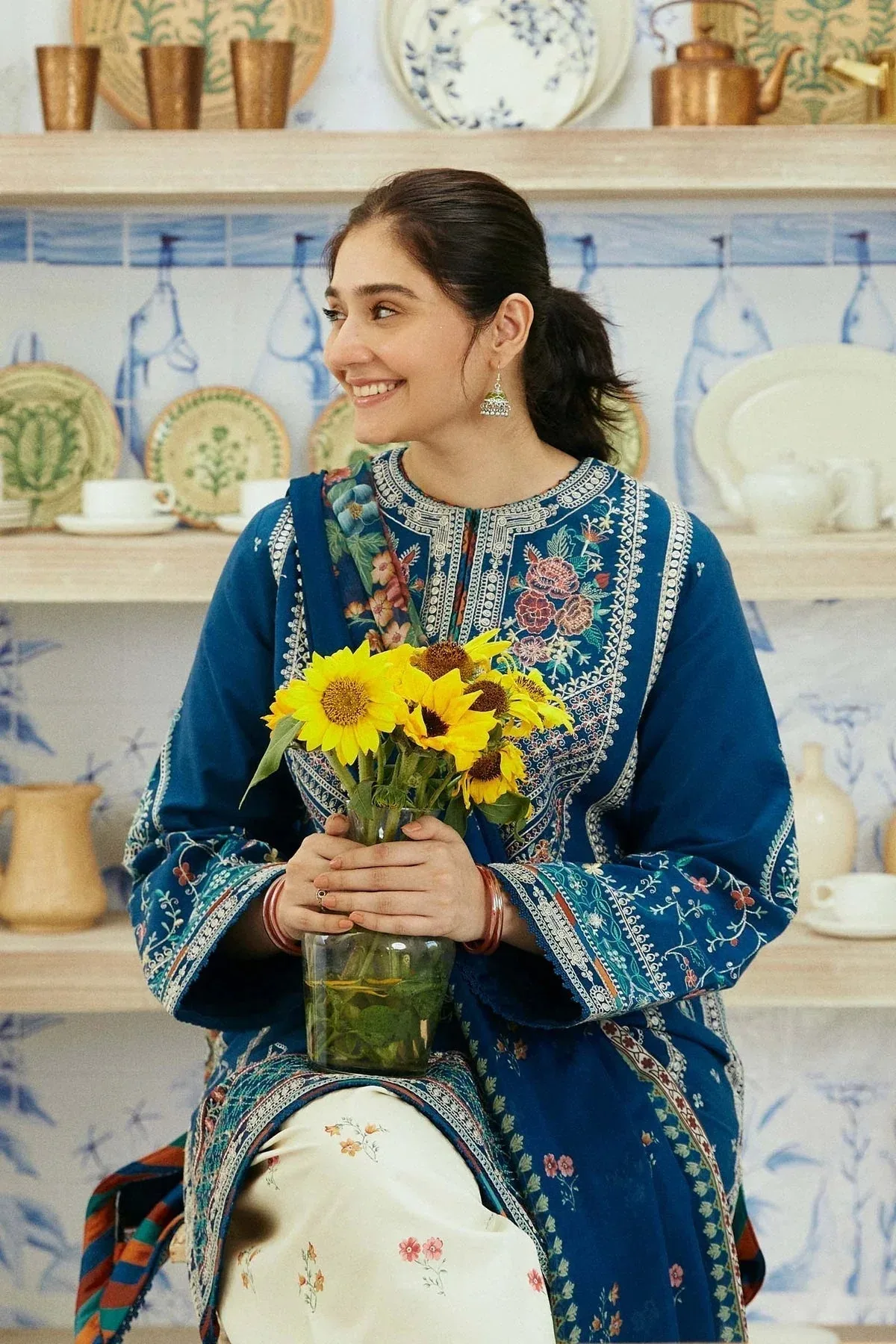 Zara Shahjahan Coco Lawn Eid Edit 24 Blue Jacquard – view 3 – Poshaq