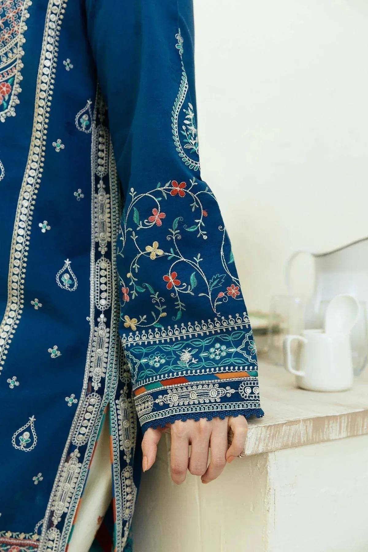 Zara Shahjahan Coco Lawn Eid Edit 24 Blue Jacquard – view 5 – Poshaq