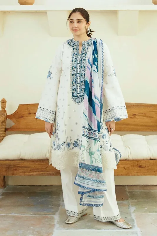 Zara Shahjahan Coco Lawn Eid Edit 24 White Jacquard – view 1 – Poshaq