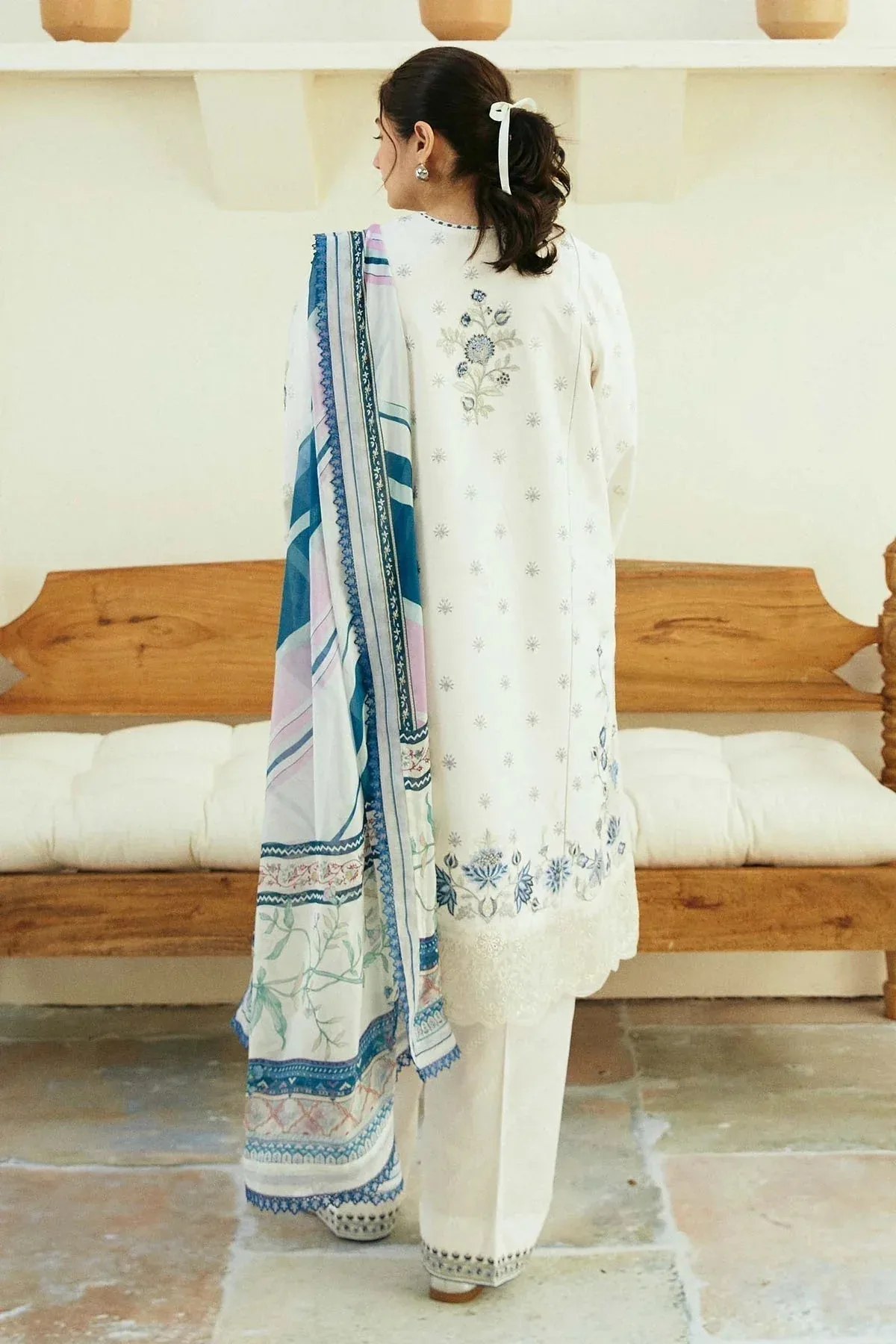 Zara Shahjahan Coco Lawn Eid Edit 24 White Jacquard – view 2 – Poshaq