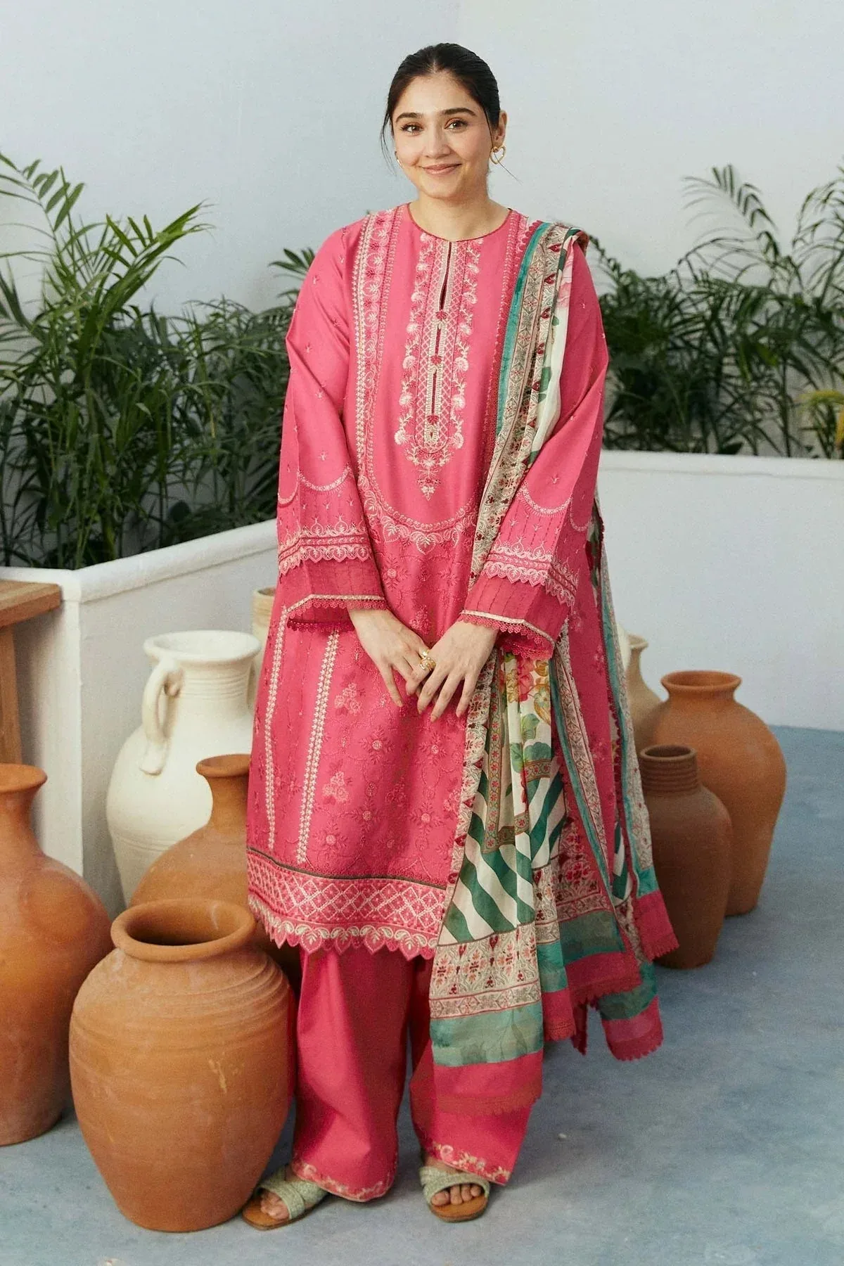 Zara Shahjahan Coco Lawn Eid Edit 24 Pink Organza – view 1 – Poshaq