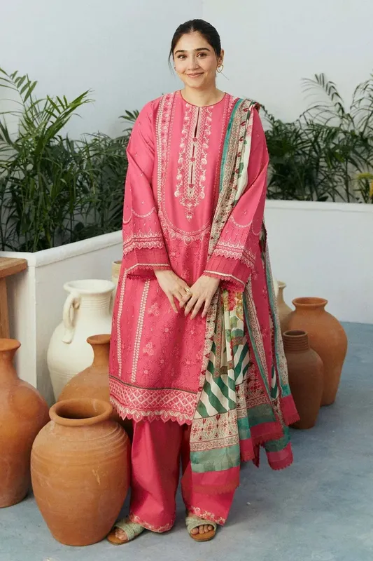 Zara Shahjahan Coco Lawn Eid Edit 24 Pink Organza – view 1 – Poshaq