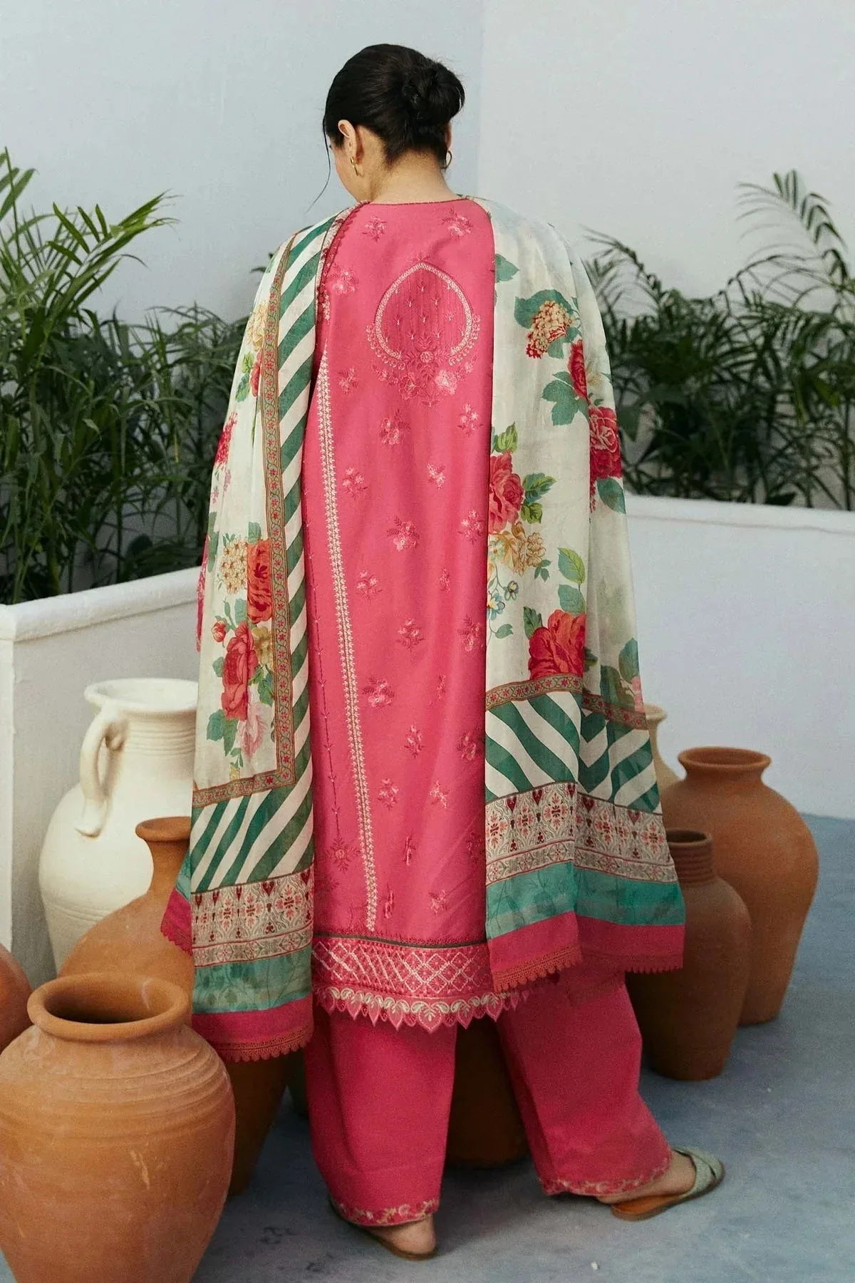 Zara Shahjahan Coco Lawn Eid Edit 24 Pink Organza – view 2 – Poshaq