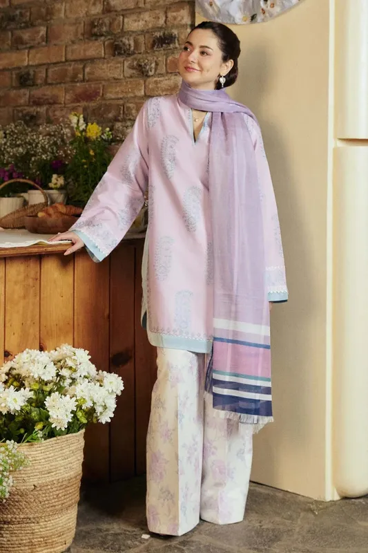 Zara Shahjahan Coco Lawn Vol 2 Lavender Organza – view 1 – Poshaq