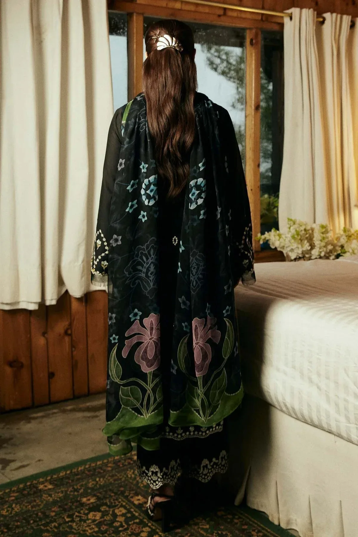 Zara Shahjahan Coco Lawn Vol 2 Black Organza – view 2 – Poshaq
