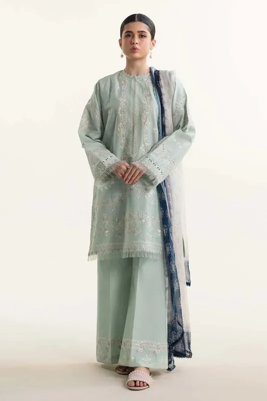 Zara Shahjahan Coco Lawn Vol 2 Blue Jacquard – view 1 – Poshaq
