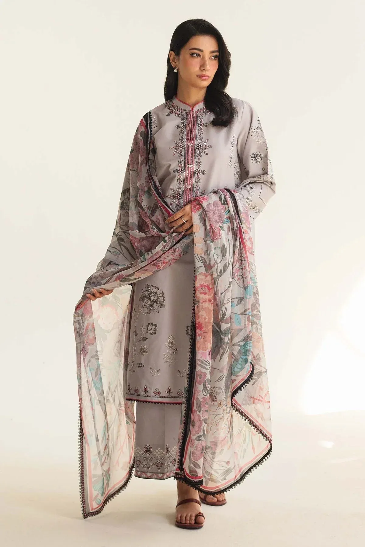 Zara Shahjahan Coco Lawn Vol 2 Pink Organza – view 1 – Poshaq