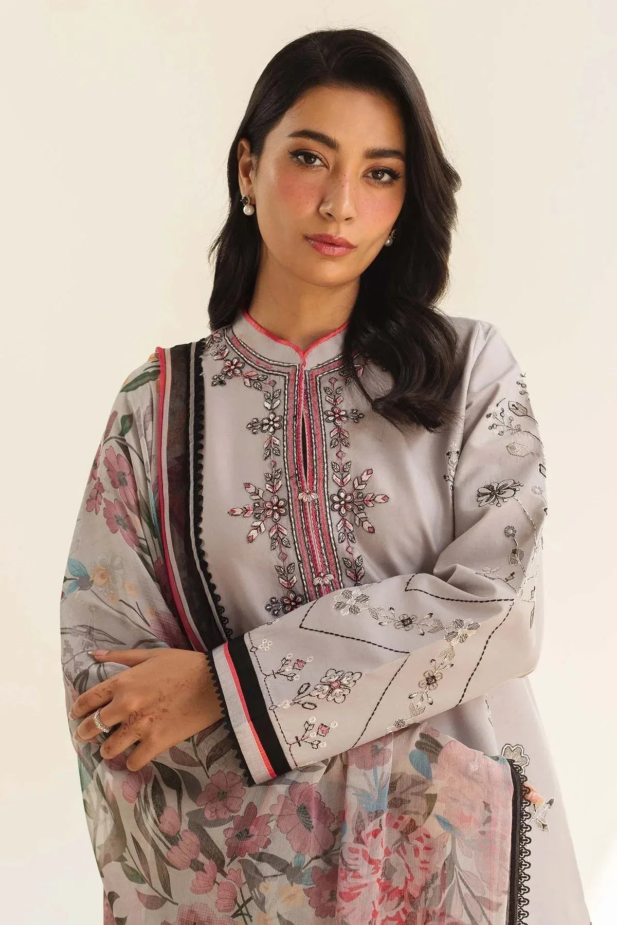 Zara Shahjahan Coco Lawn Vol 2 Pink Organza – view 3 – Poshaq