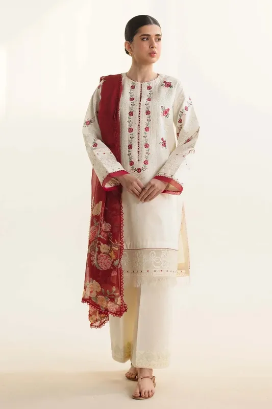Zara Shahjahan Coco Lawn Vol 2 White Jacquard – view 1 – Poshaq