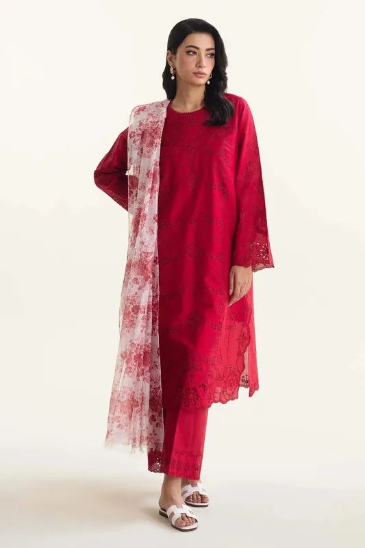 Zara Shahjahan Coco Lawn Vol 2 Pink Organza – view 1 – Poshaq