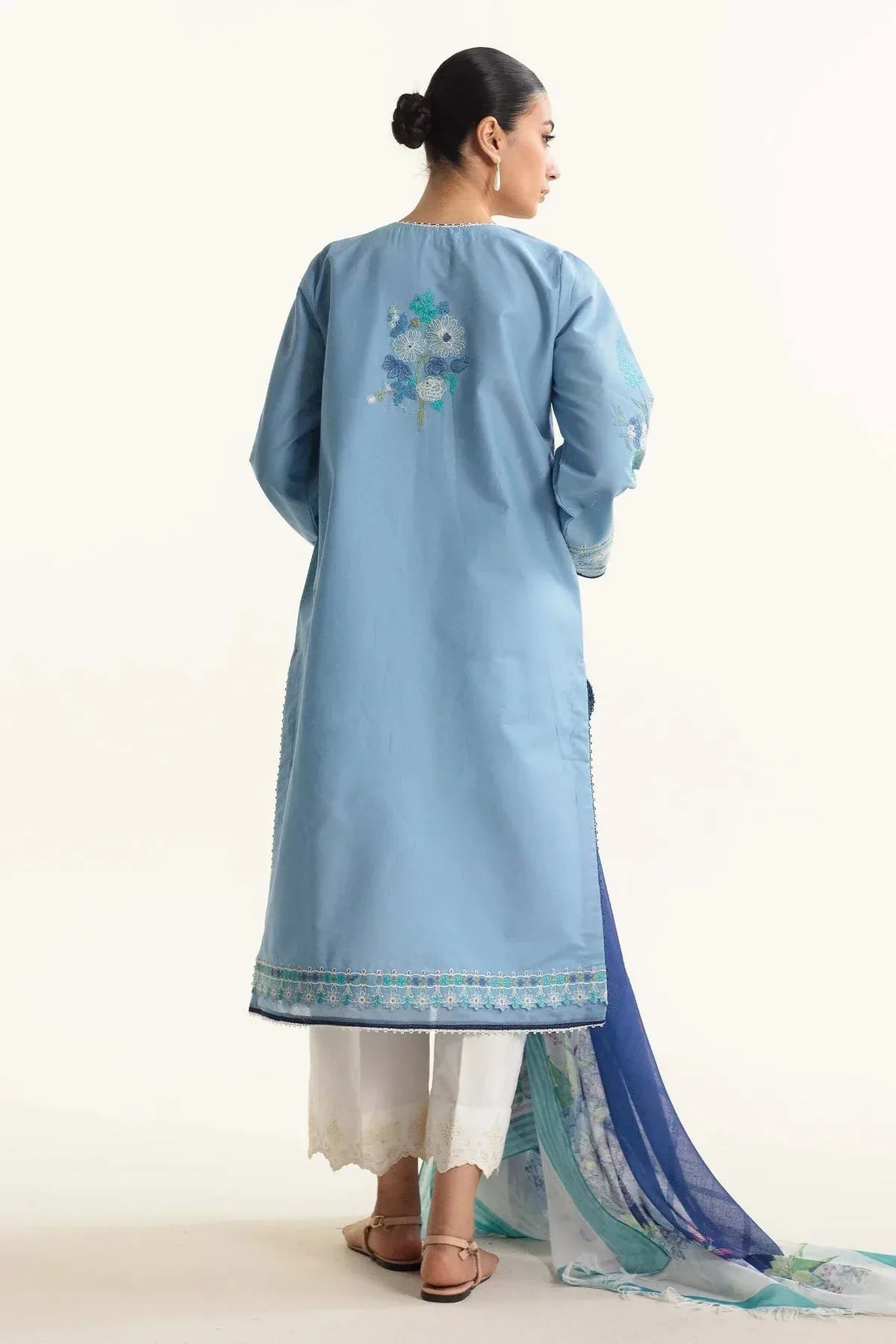 Zara Shahjahan Coco Lawn Vol 2 Blue Organza – view 2 – Poshaq