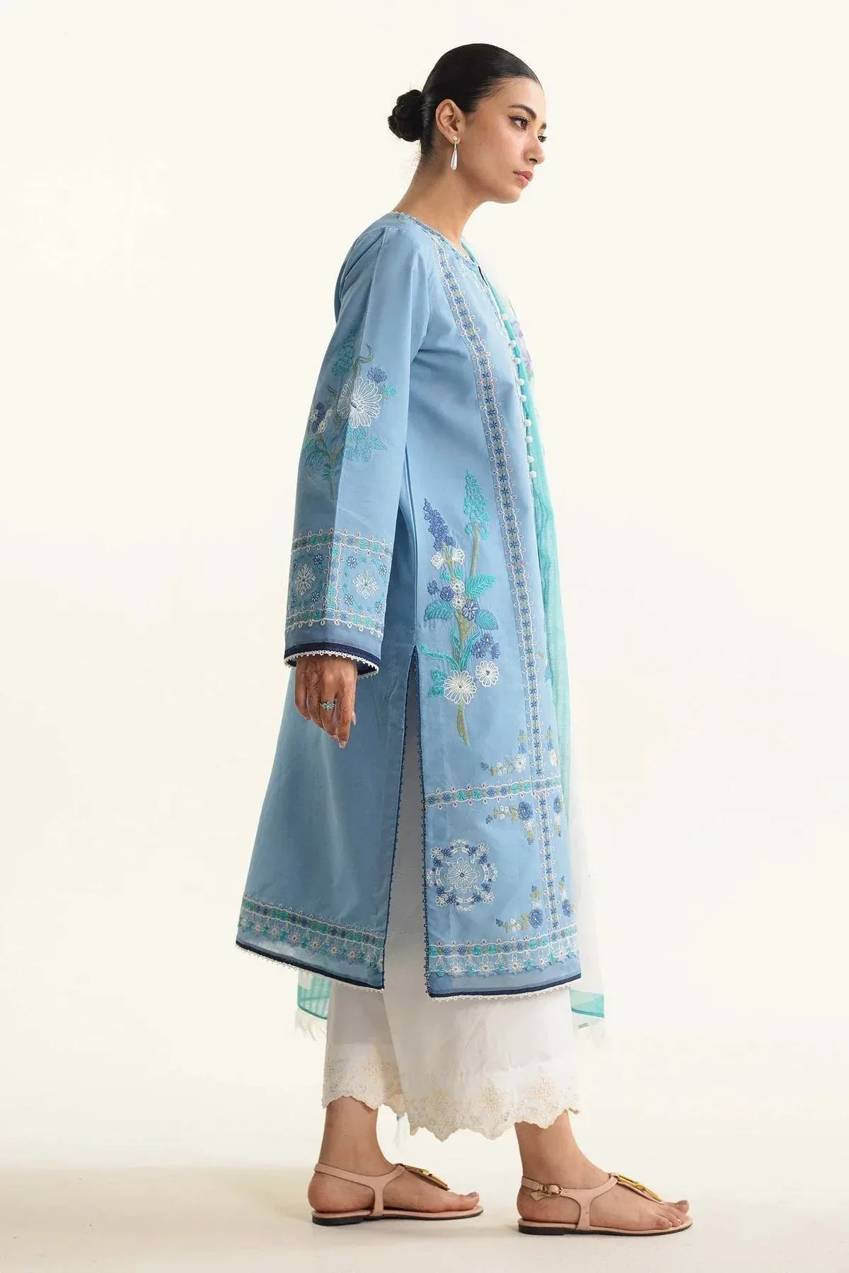 Zara Shahjahan Coco Lawn Vol 2 Blue Organza – view 4 – Poshaq
