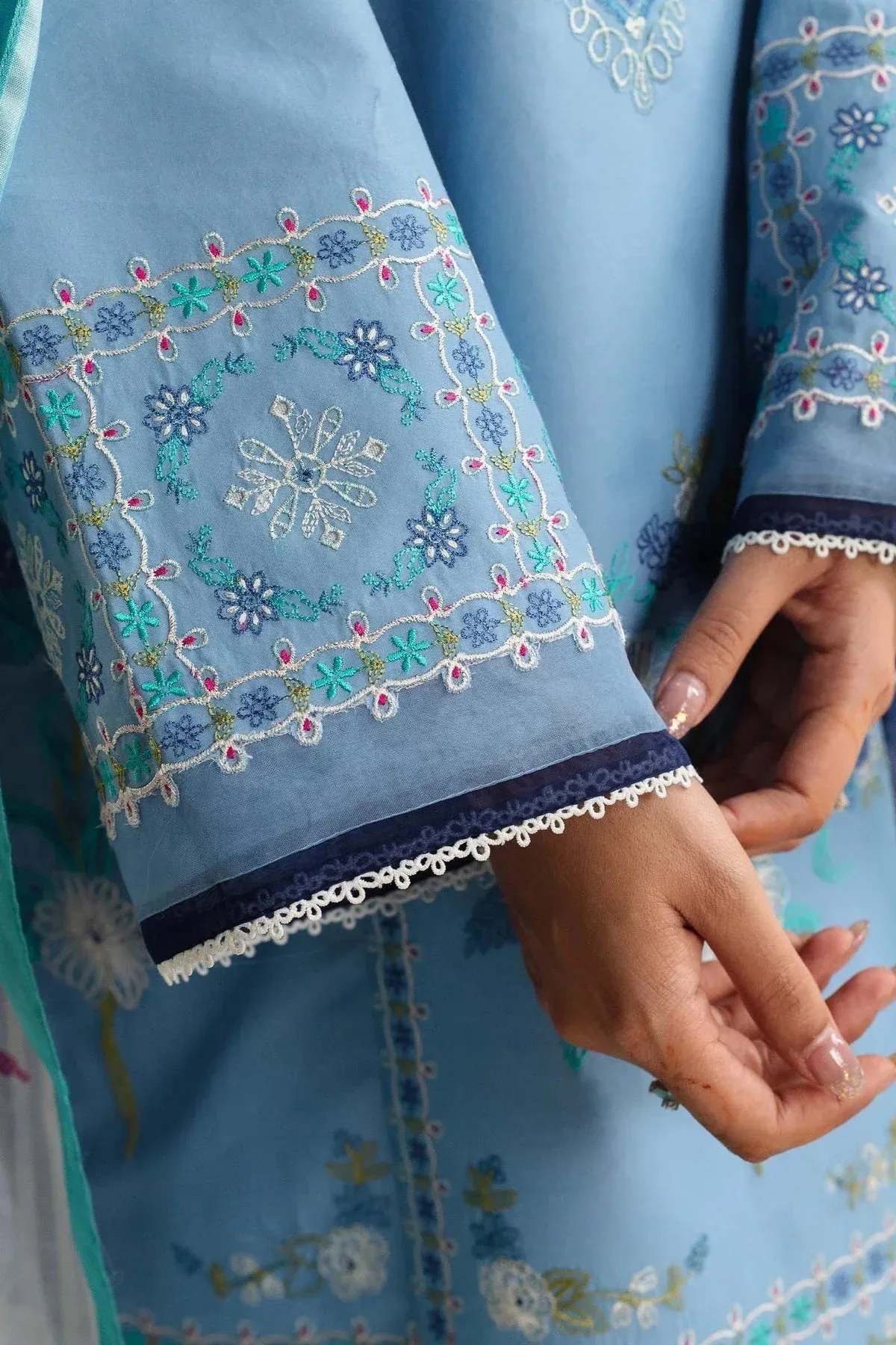 Zara Shahjahan Coco Lawn Vol 2 Blue Organza – view 5 – Poshaq