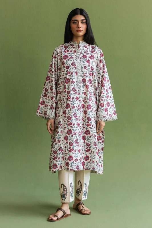 Zara Shahjahan Handcrafted Suits Ivory Cambric – view 1 – Poshaq
