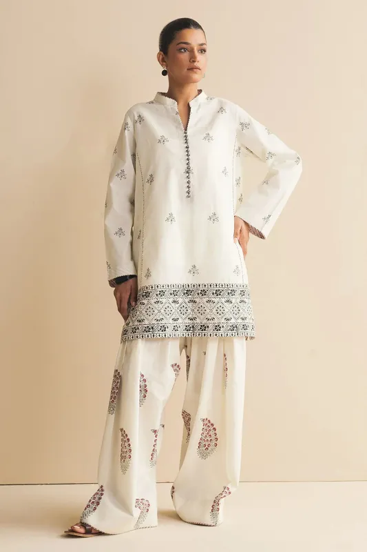 Zara Shahjahan Handcrafted Suits Black Cambric – view 1 – Poshaq
