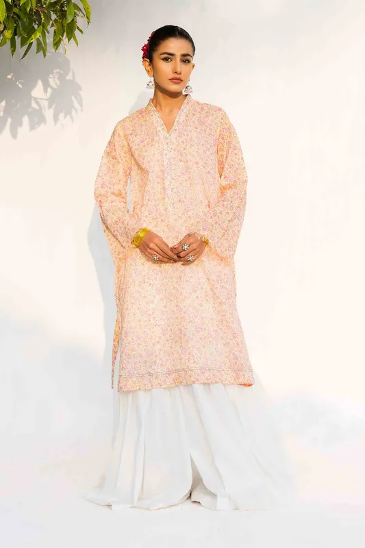Zara Shahjahan Handcrafted Suits Yellow Lawn – view 1 – Poshaq