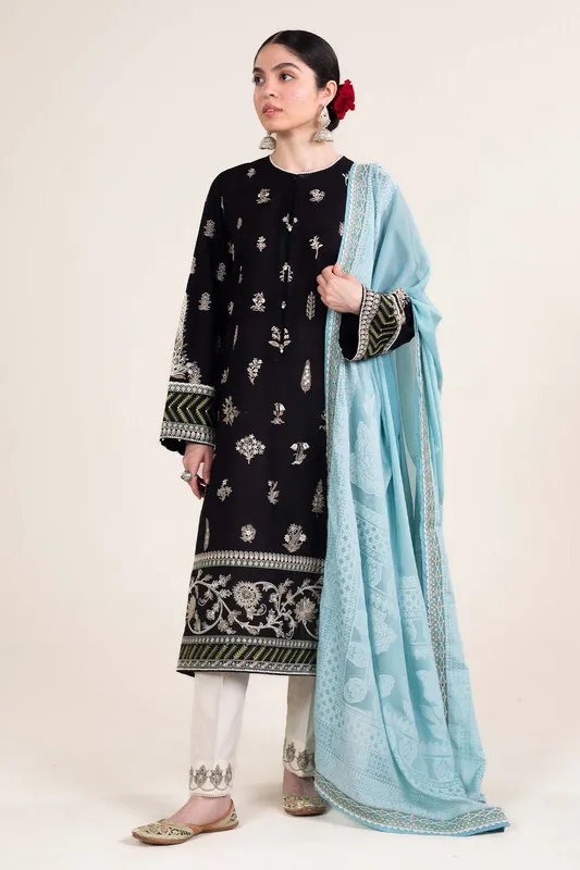 Zara Shahjahan Stitched Lawn 24 Black Cambric – view 1 – Poshaq