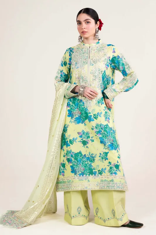 Zara Shahjahan Stitched Lawn 24 Green Cambric – view 1 – Poshaq