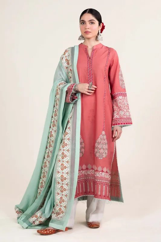 Zara Shahjahan Stitched Lawn 24 Pink Georgette – view 1 – Poshaq