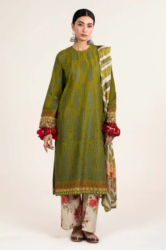 Zara Shahjahan Stitched Lawn 24 Green Cambric – view 1 – Poshaq