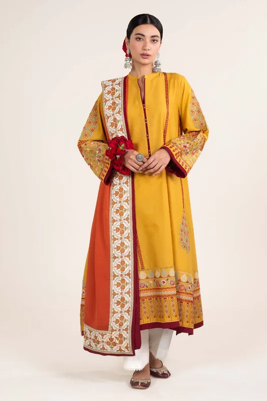 Zara Shahjahan Stitched Lawn 24 Yellow Georgette – view 1 – Poshaq