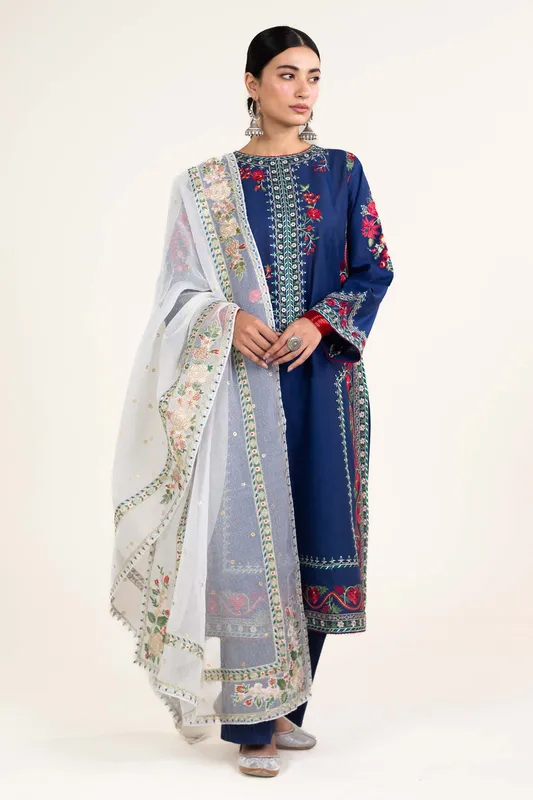 Zara Shahjahan Stitched Lawn 24 Blue Cambric – view 1 – Poshaq