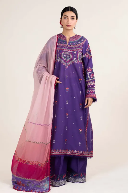 Zara Shahjahan Stitched Lawn 24 Purple Chiffon – view 1 – Poshaq