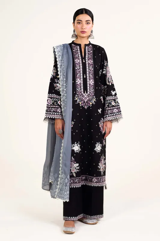 Zara Shahjahan Stitched Lawn 24 Black Jacquard – view 1 – Poshaq