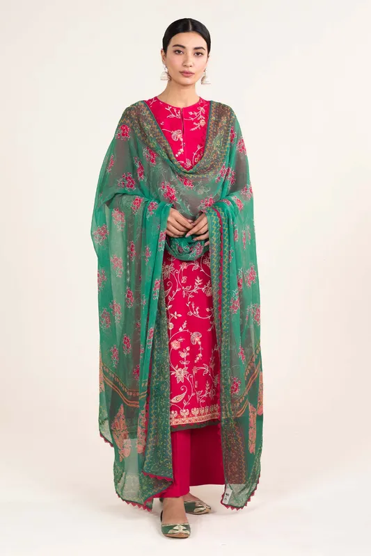 Zara Shahjahan Stitched Lawn 24 Pink Georgette – view 1 – Poshaq