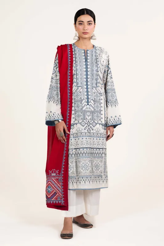 Zara Shahjahan Stitched Lawn 24 White Jacquard – view 1 – Poshaq