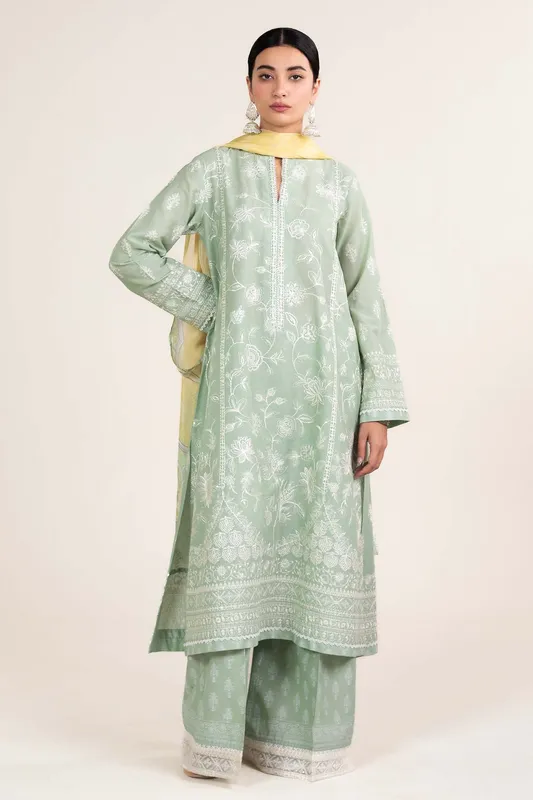 Zara Shahjahan Stitched Lawn 24 Grey Jacquard – view 1 – Poshaq