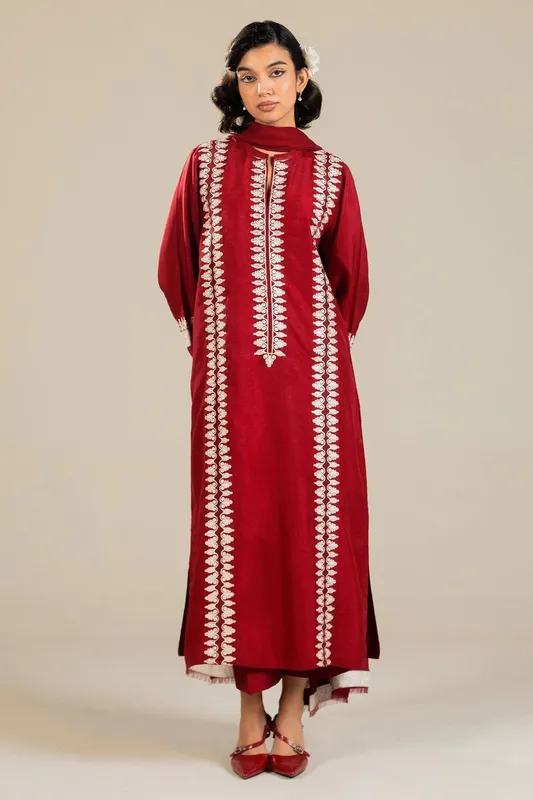 Zara Shahjahan Festive Collection Red Georgette – view 1 – Poshaq