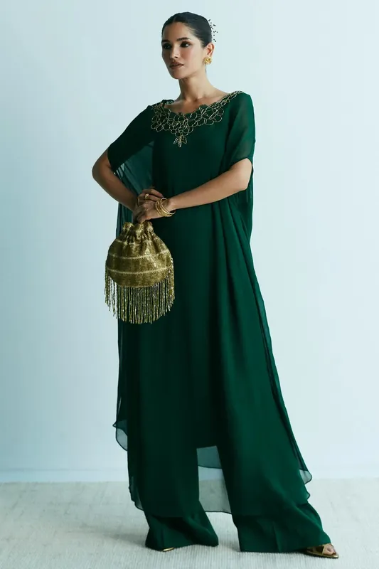 Zara Shahjahan Festive Collection Green Georgette – view 1 – Poshaq