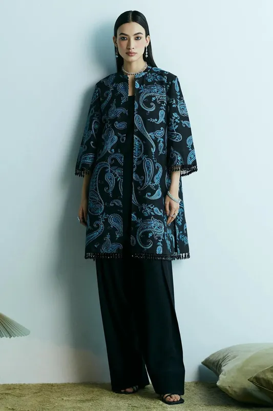 Zara Shahjahan Festive Collection Black Raw Silk – view 1 – Poshaq