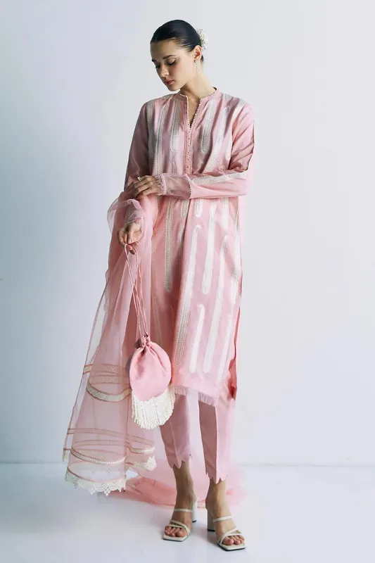 Zara Shahjahan Festive Collection Ivory Raw Silk – view 1 – Poshaq
