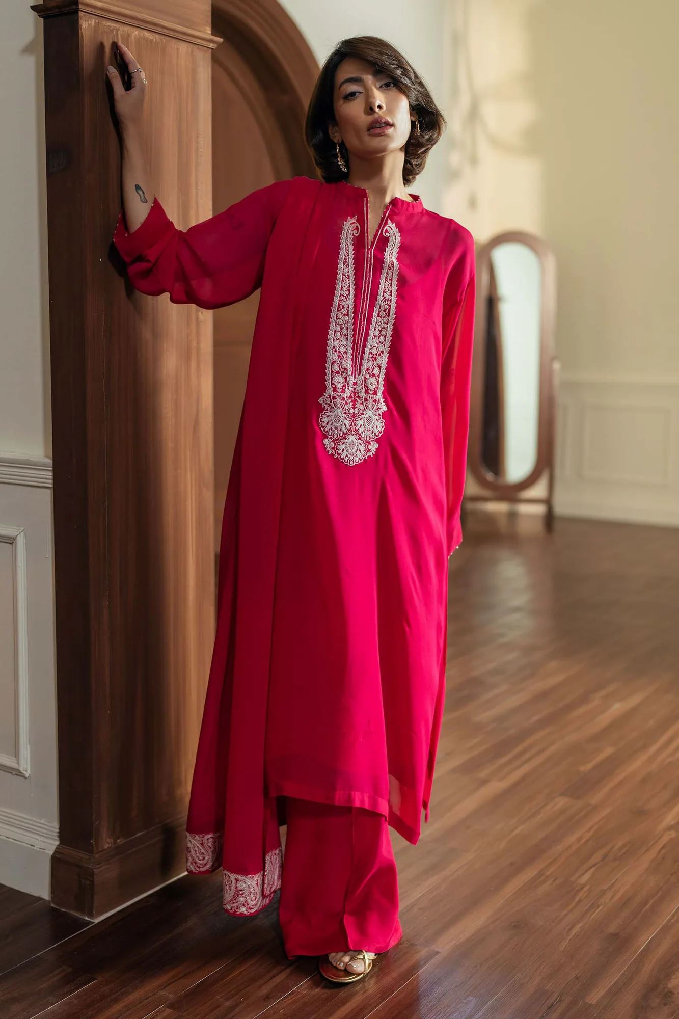 Zara Shahjahan Festive Collection Pink Georgette – view 1 – Poshaq