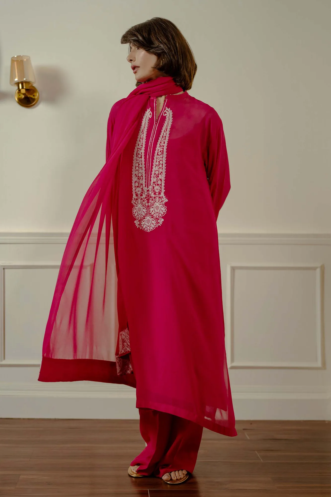 Zara Shahjahan Festive Collection Pink Georgette – view 2 – Poshaq