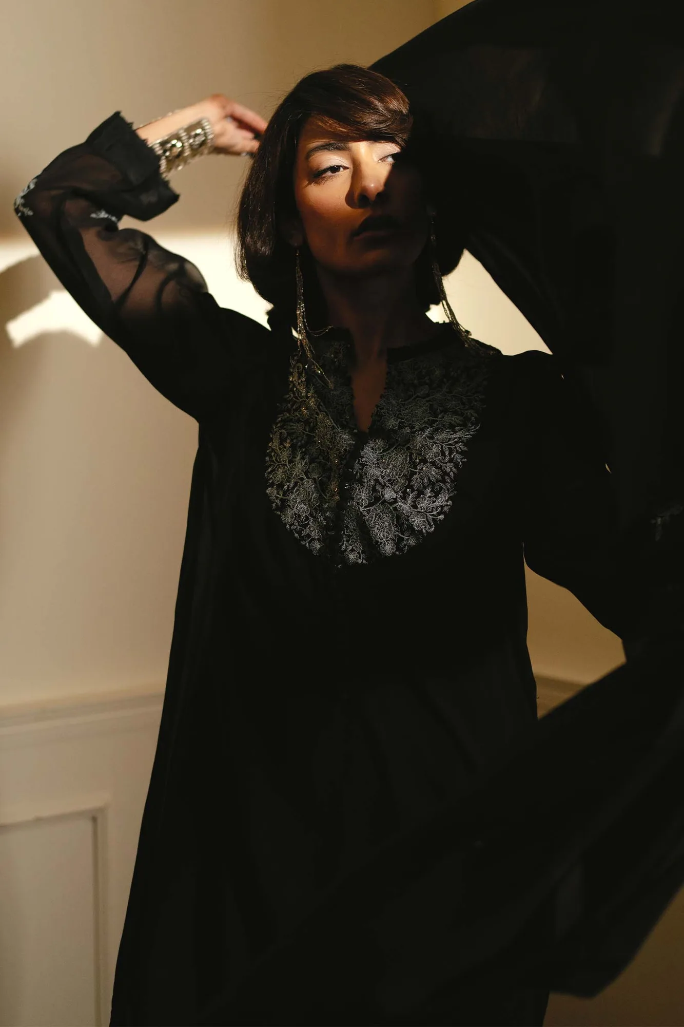 Zara Shahjahan Festive Collection Black Georgette – view 5 – Poshaq