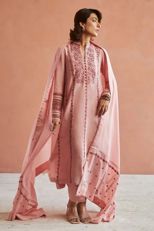 Zara Shahjahan Festive Collection Pink Georgette – view 1 – Poshaq