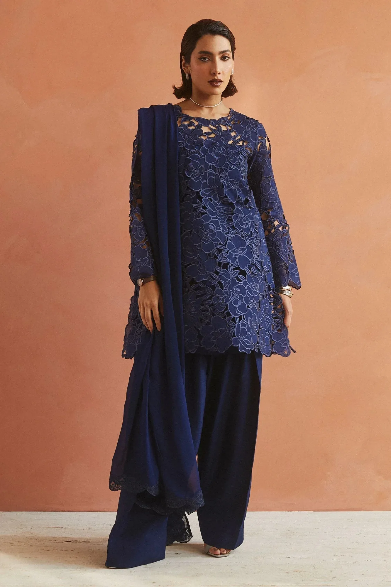 Zara Shahjahan Festive Collection Blue Georgette – view 1 – Poshaq