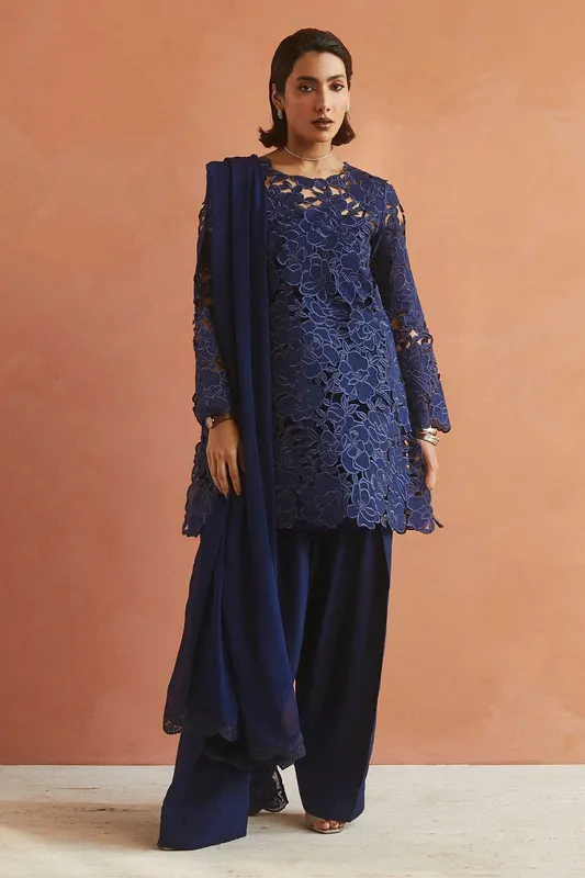 Zara Shahjahan Festive Collection Blue Georgette – view 1 – Poshaq