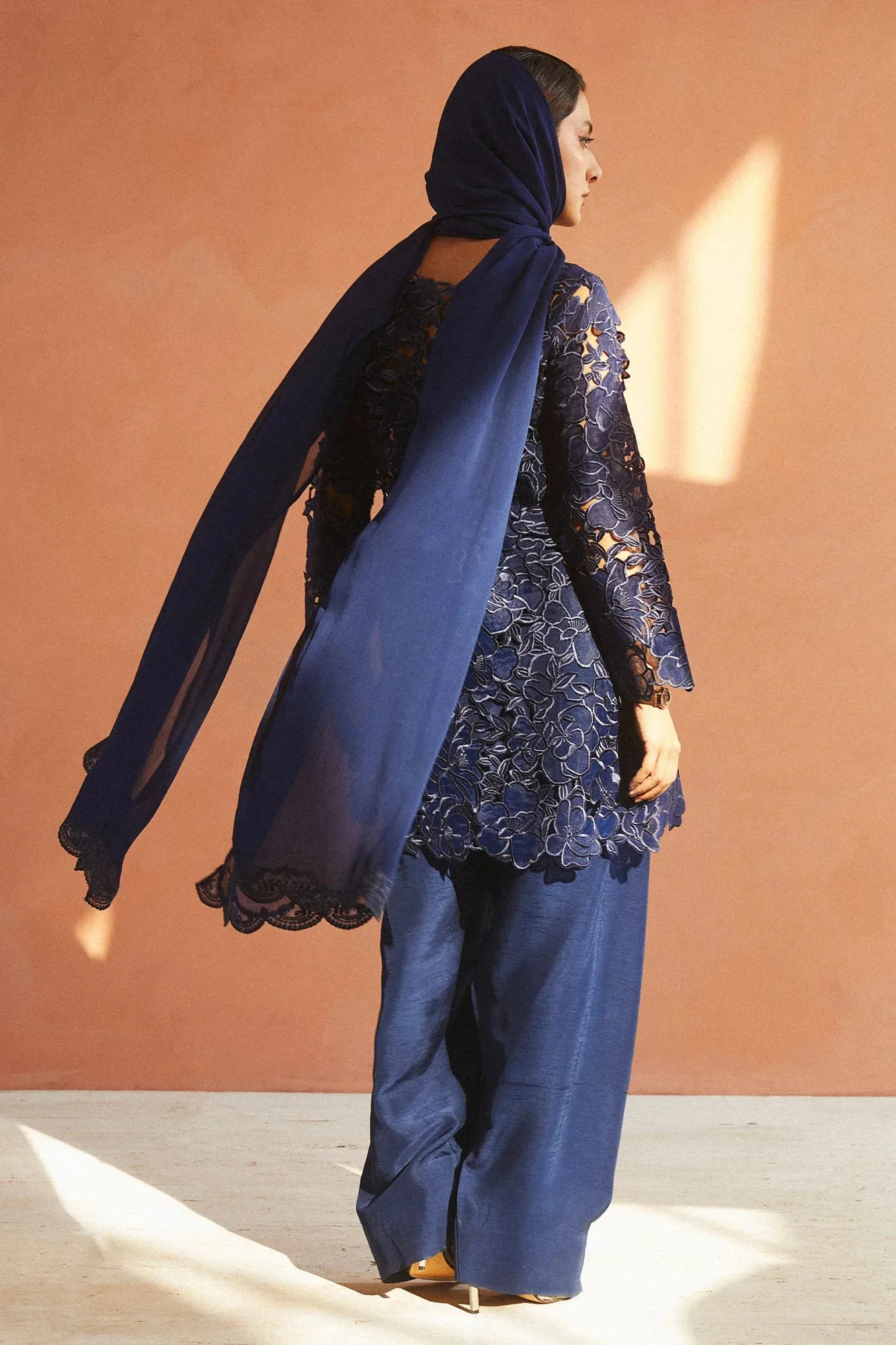 Zara Shahjahan Festive Collection Blue Georgette – view 2 – Poshaq